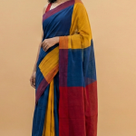 Bagru handblock printed pure cotton mulmul sarees with blouse piece